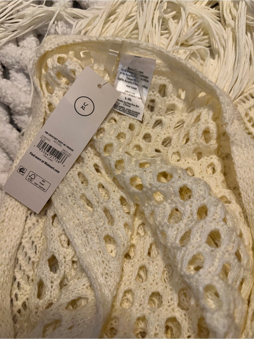 No Boundaries Cream Open-Knit Fringe Vest - Picture 5 of 5